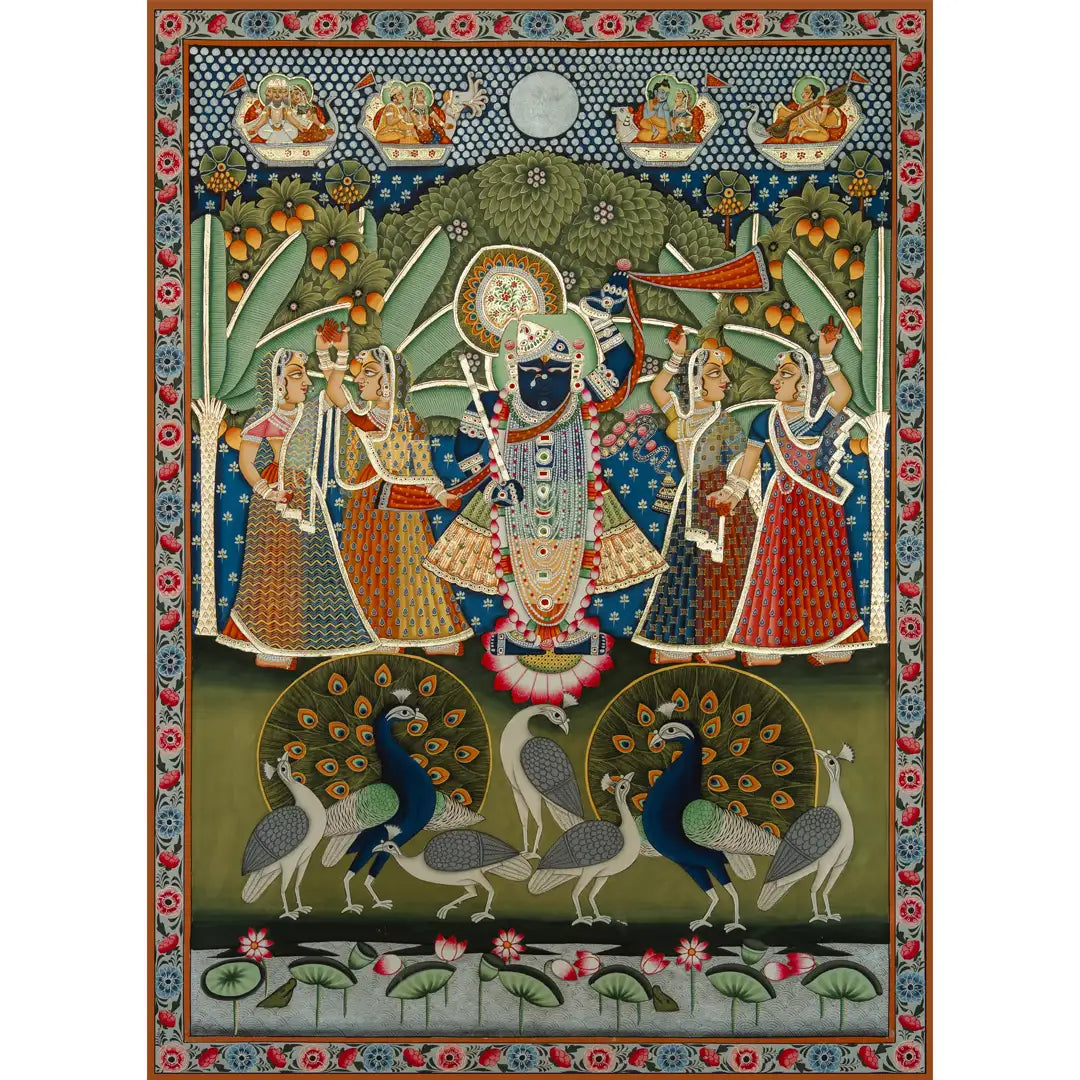 Real Gold leaf Sharad Purnima Handmade Pichwai Painting