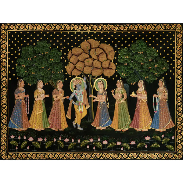 Radha Krishna Real Gold Leaf Handmade Pichwai Painting