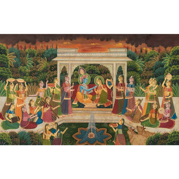 Radha Krishna Anguthi Kunj Leela Handmade Pichwai Painting
