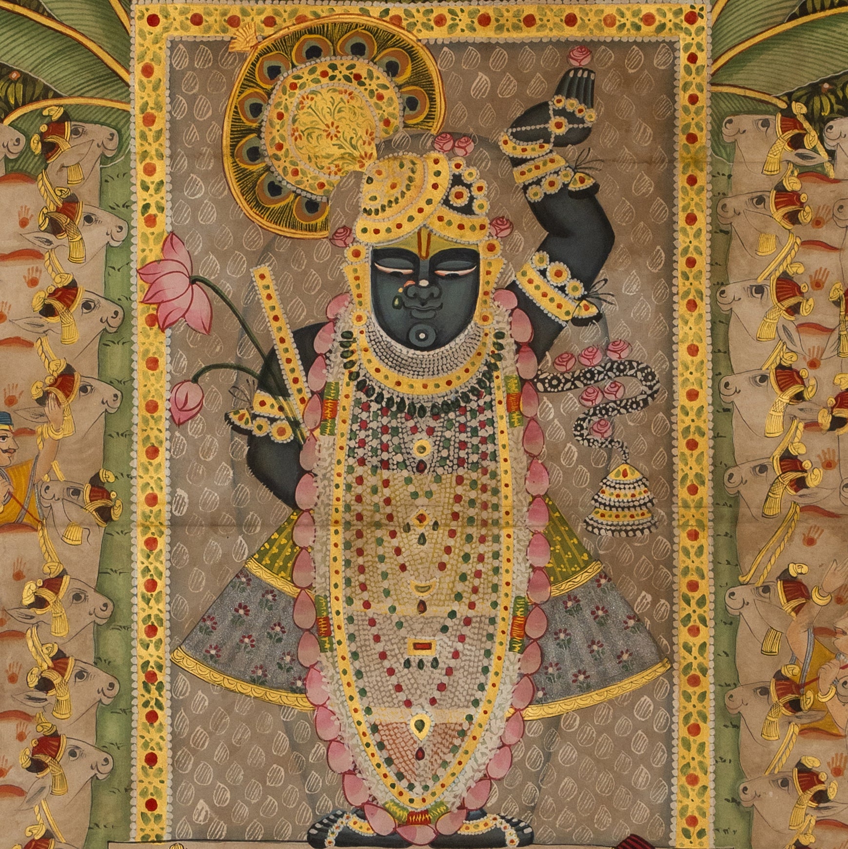 Sharad Purnima with 24 Swaroop Shreenathji Pichwai Handmade Painting