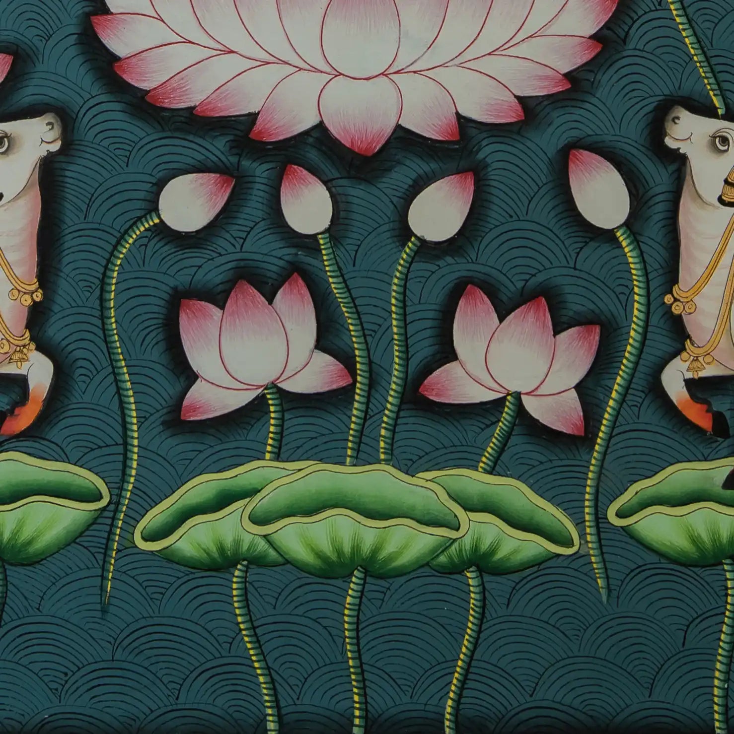 Real Gold leaf Kamal Talai with Shrinathji Handmade Pichwai Painting