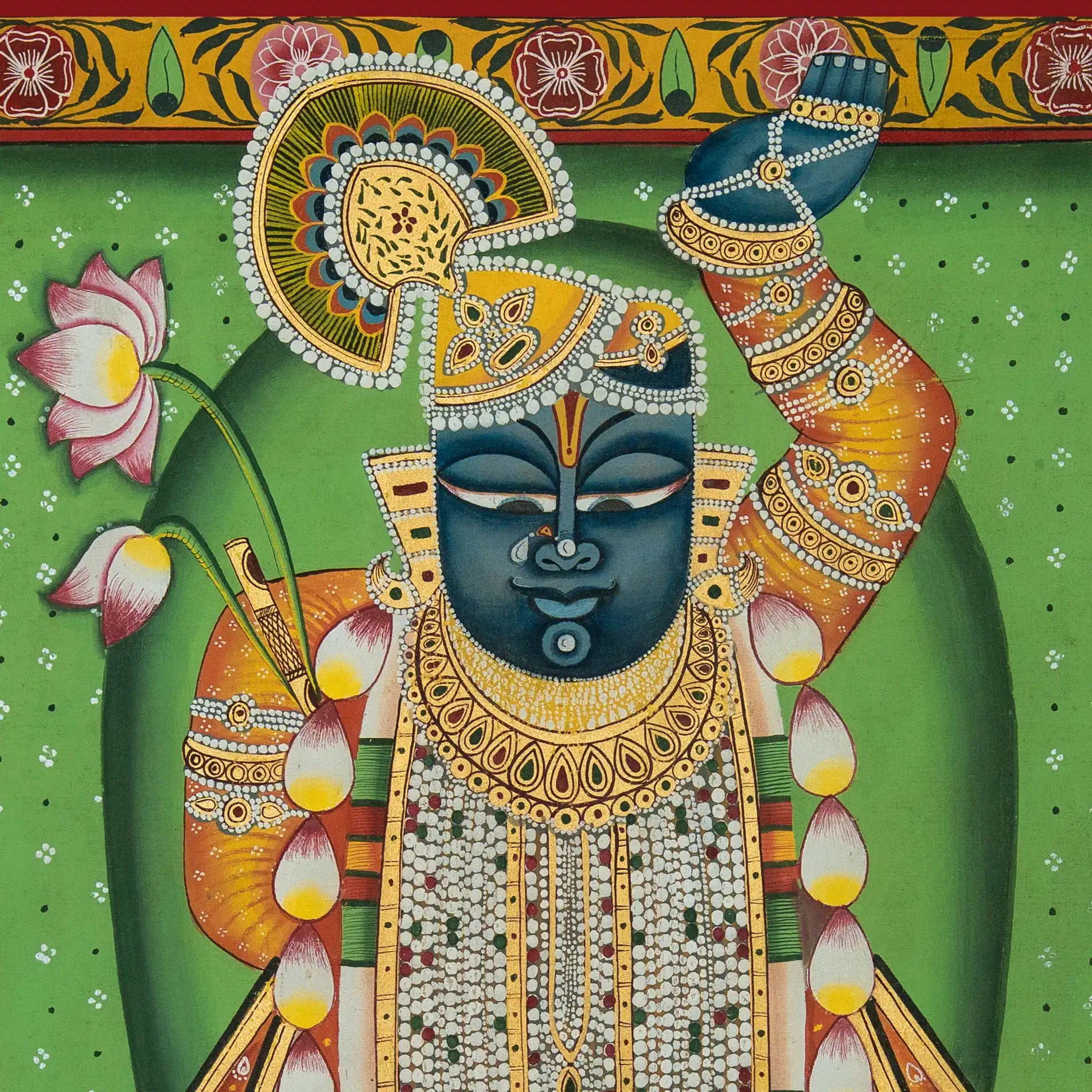 Shrinath Ji - Teen Swaroop Handmade Pichwai Painting
