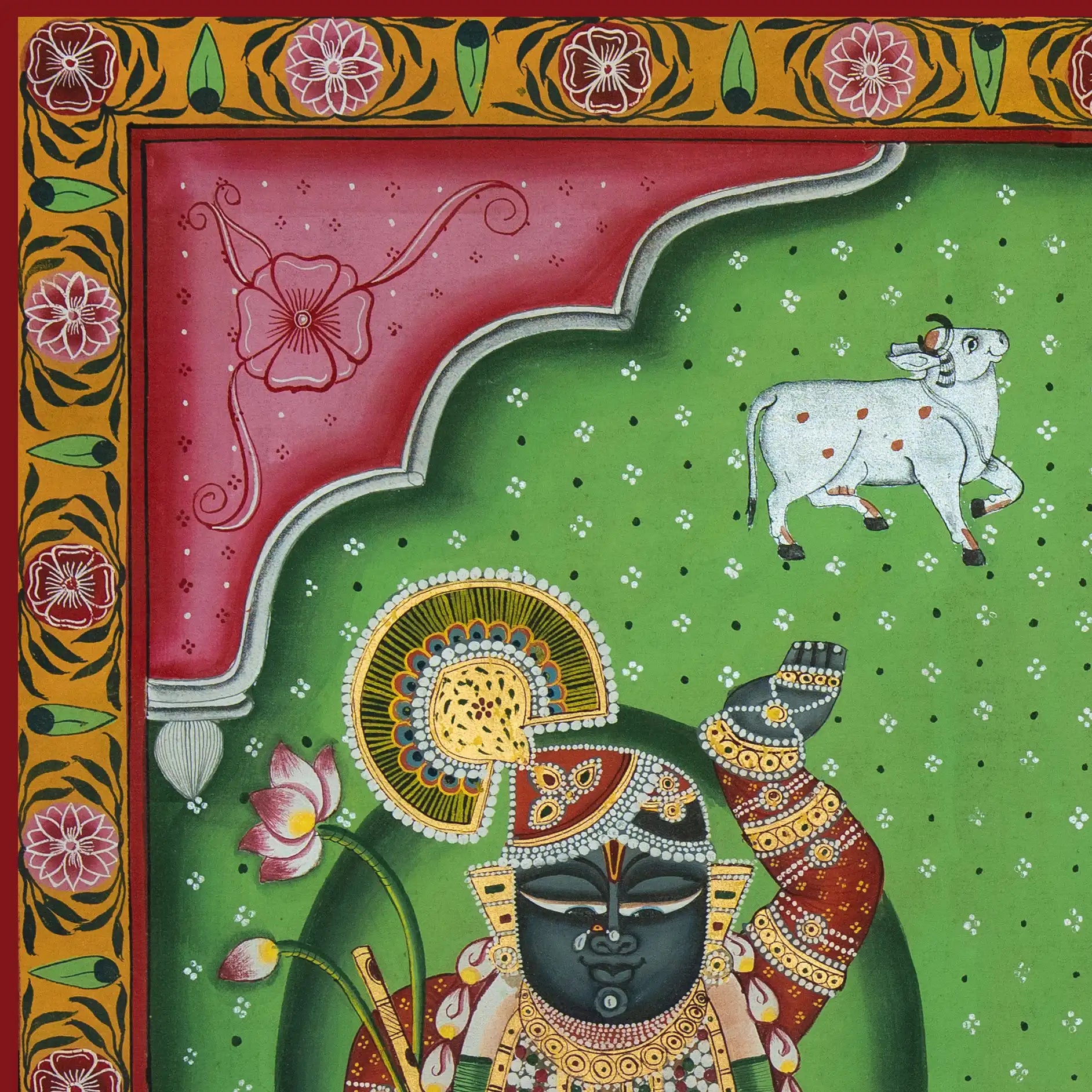 Shrinath Ji - Teen Swaroop Handmade Pichwai Painting