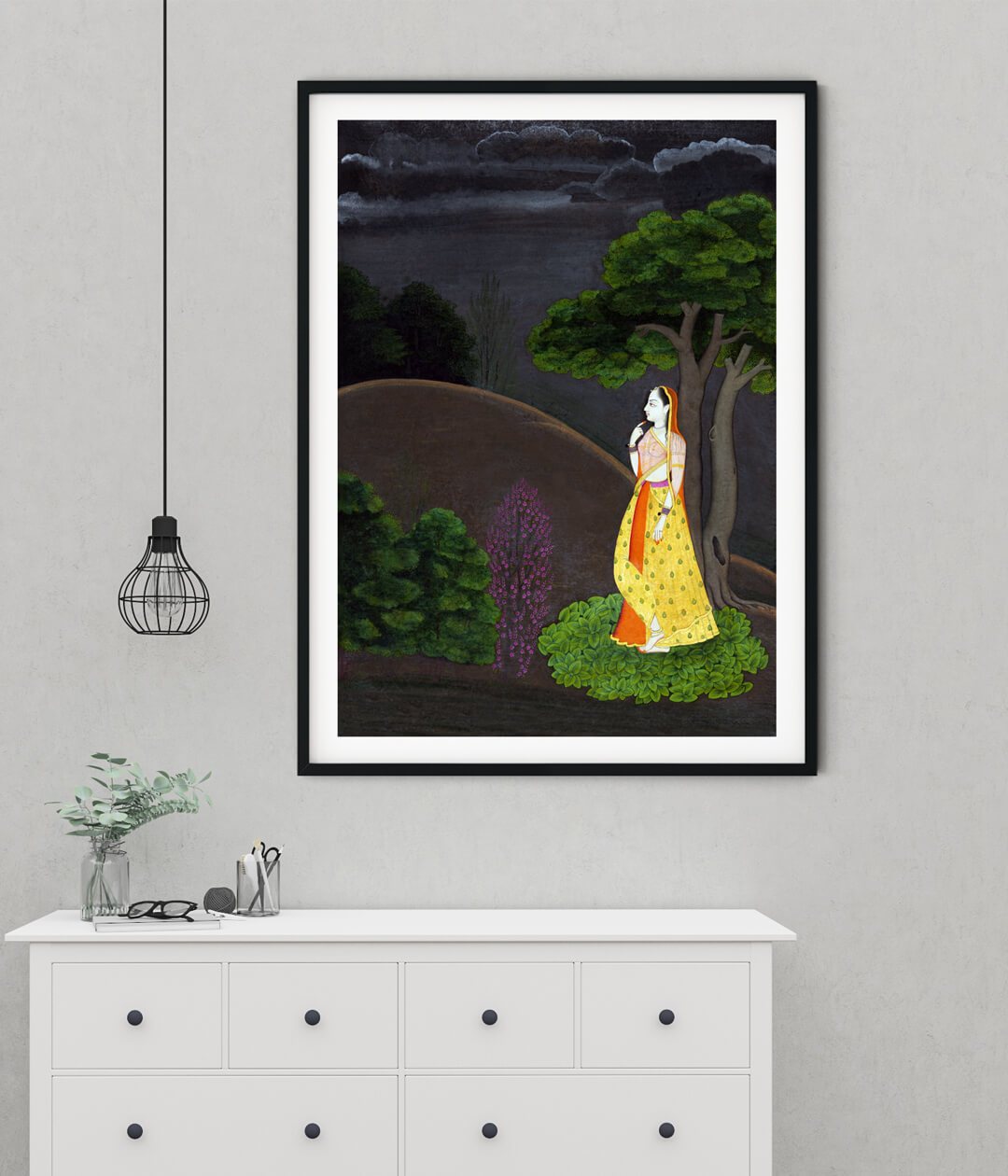 An Evening of Waiting Kangra Art Painting For Home Wall Art Decor
