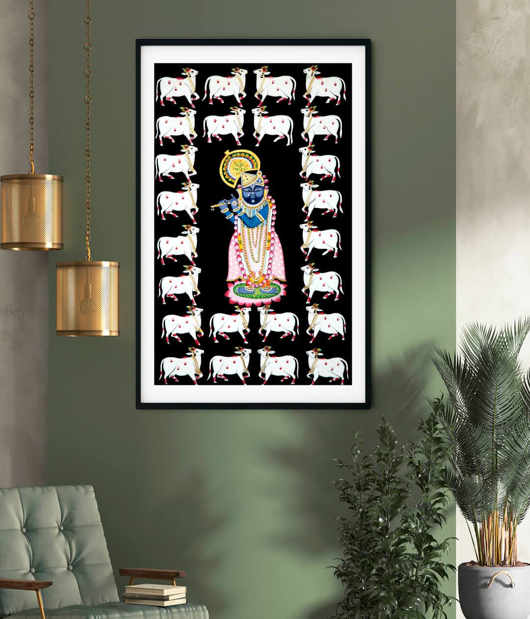 Shrinath Ji (Shri Krishna) with Cows Pichwai Painting-4