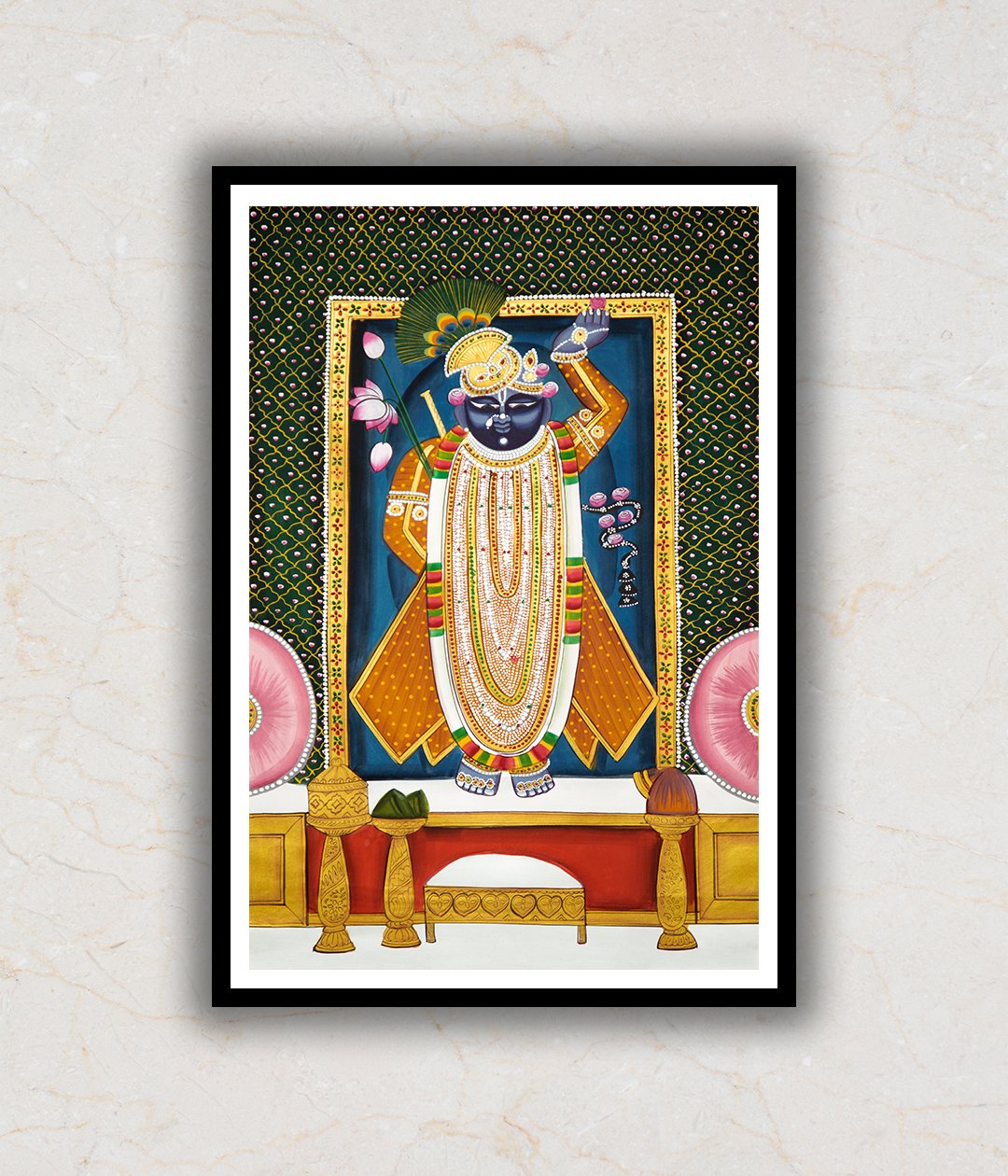 Shrinath Ji (Shri Krishna) Durbar Darshan Pichwai Art Painting For Home Wall Art Decor 2