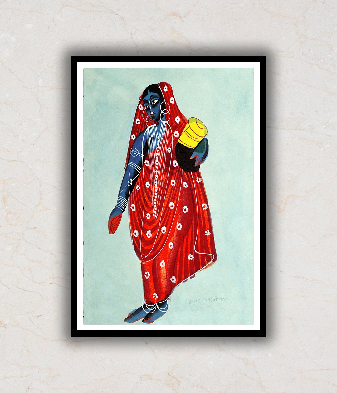 Mohini Carrying Amrit Kalighat Art Painting For Home Wall Art Decor