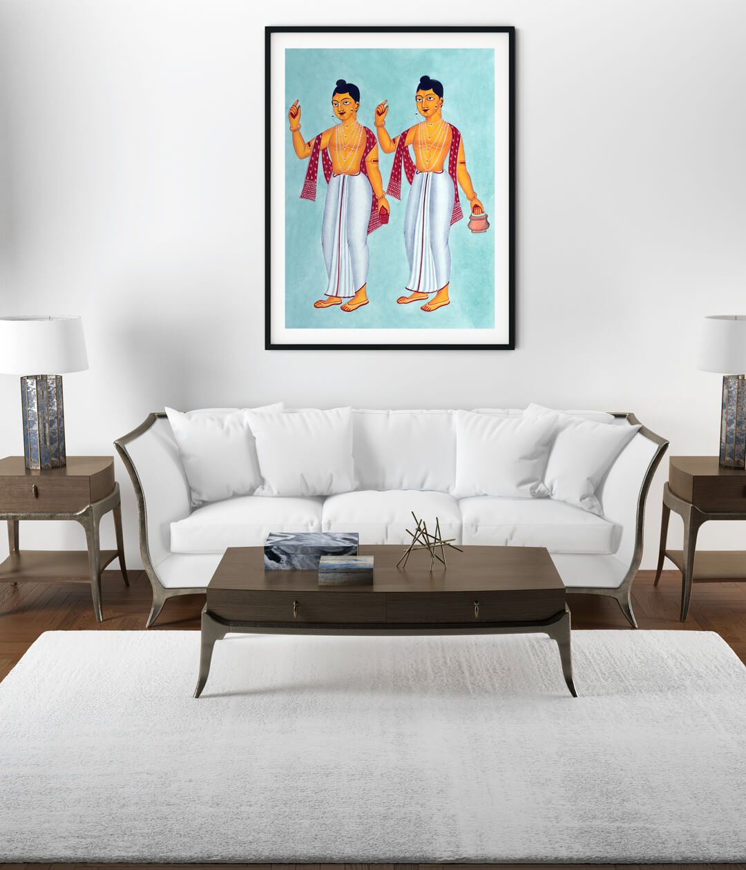Gaur and Nitai Kalighat Art Painting For Home Wall Art Decor