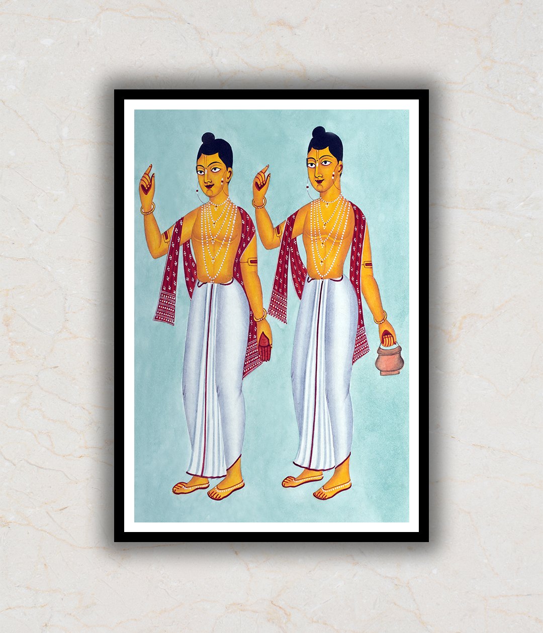 Gaur and Nitai Kalighat Art Painting For Home Wall Art Decor
