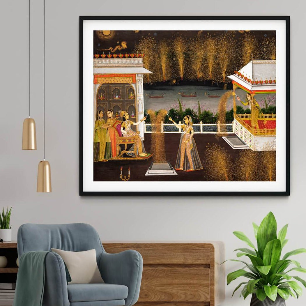 Ladies Celebrating Diwali Art Painting For Home Wall Art Decor