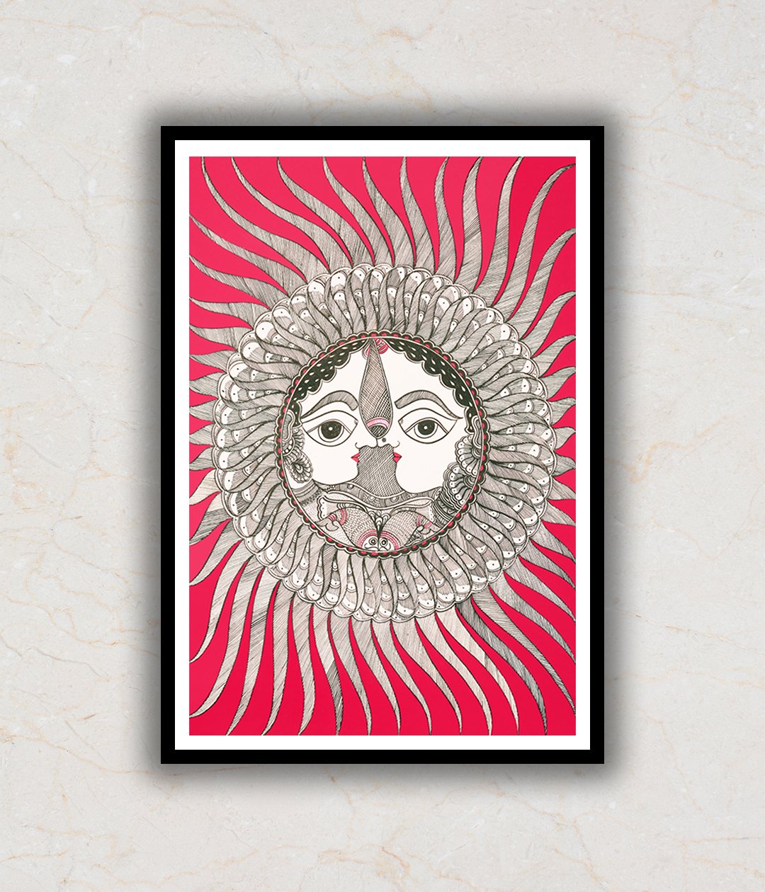 The Sun God Madhubani Art Painting For Home Wall Art Decor