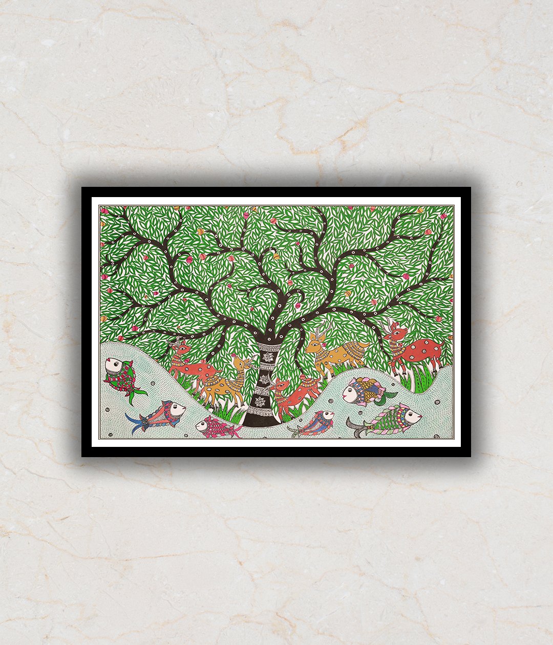 Auspicious Tree of Life Madhubani Art Painting For Home Wall Art Decor