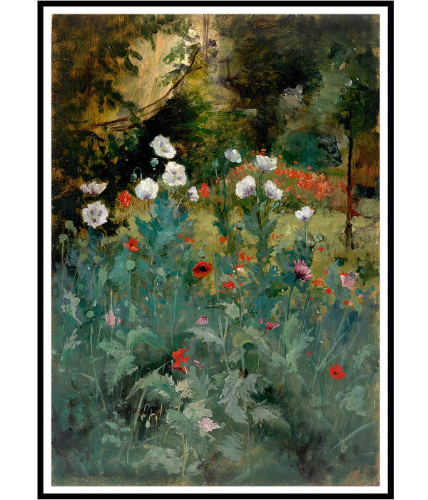 Set of 2 Poppies and Margin of a Moat Floral Paintings by Eliphalet Fraser Andrews