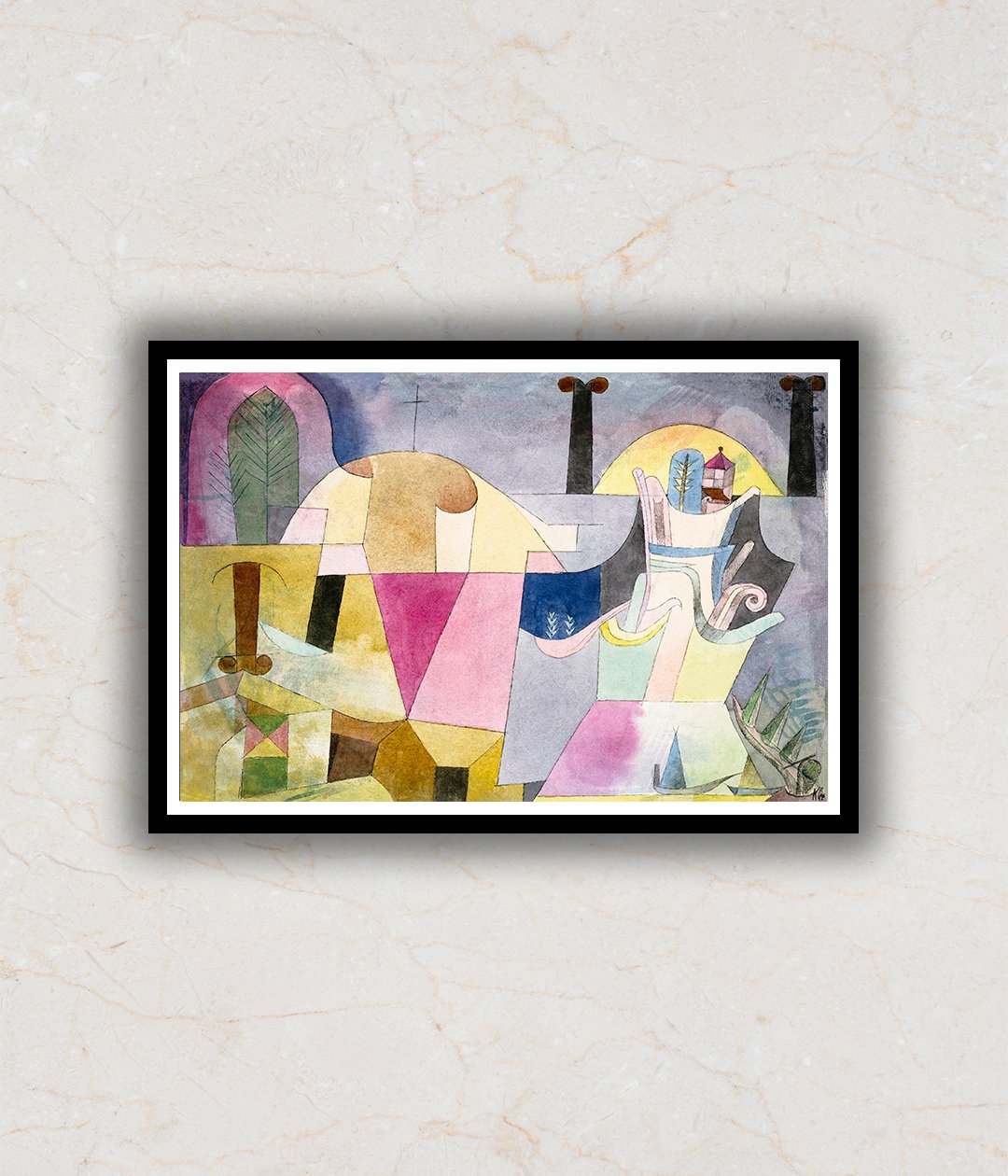 Black Columns in a Landscape Abstract Painting by Paul Klee