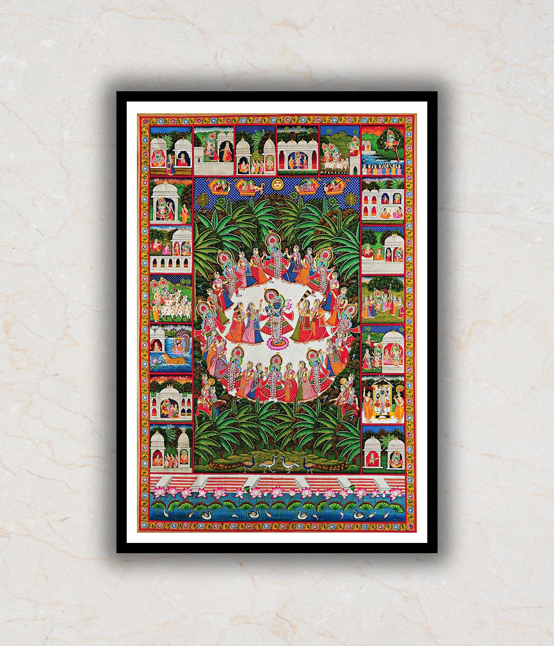 Shrinath Ji (Shri Krishna) Rasleela Pichwai Art Painting For Home Wall Art Decor 2