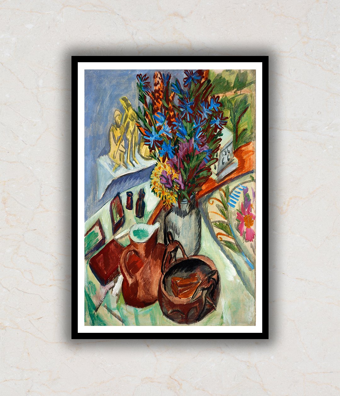 Still Life with Jug and African Bowl Abstract Art by Ernst Ludwig Kirchner