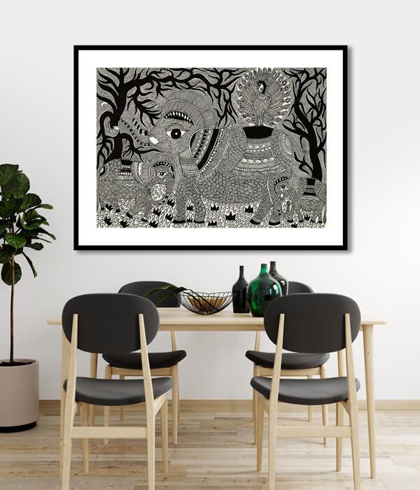 Elephant Painting Madhubani Art Painting For Home Wall Art Decor