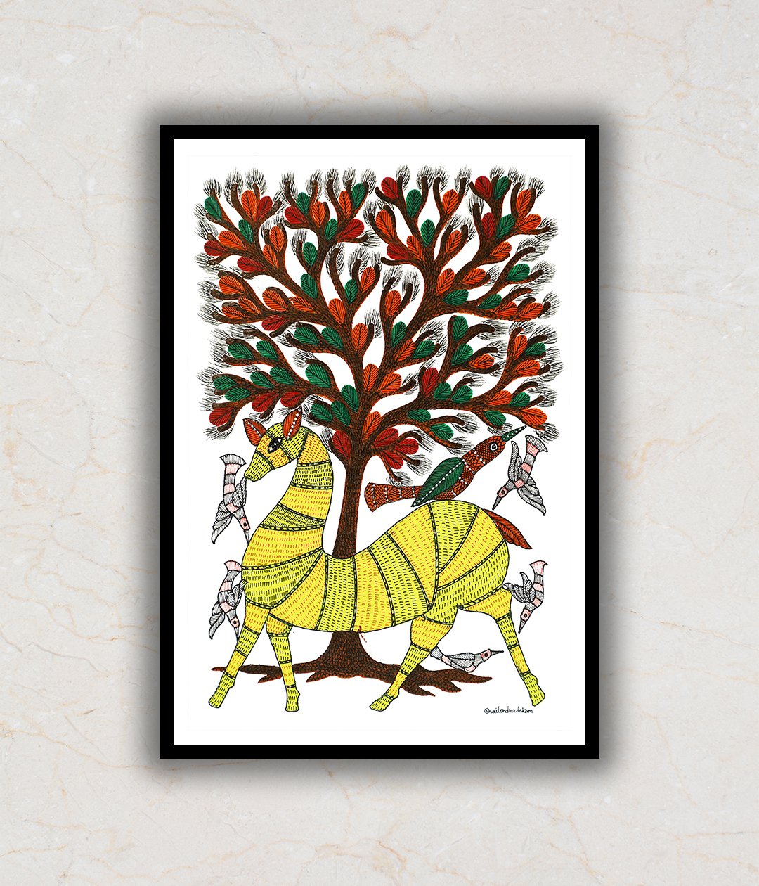 Deer and Tree Gond Art Painting For Home Wall Art Decor 1