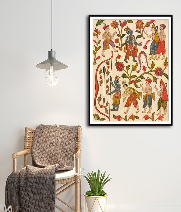 Krishna & The Bow, Folio 24 From The ÔTula RamÕ Bhagavata Purana Artwork Painting For Home Wall Art DŽcor