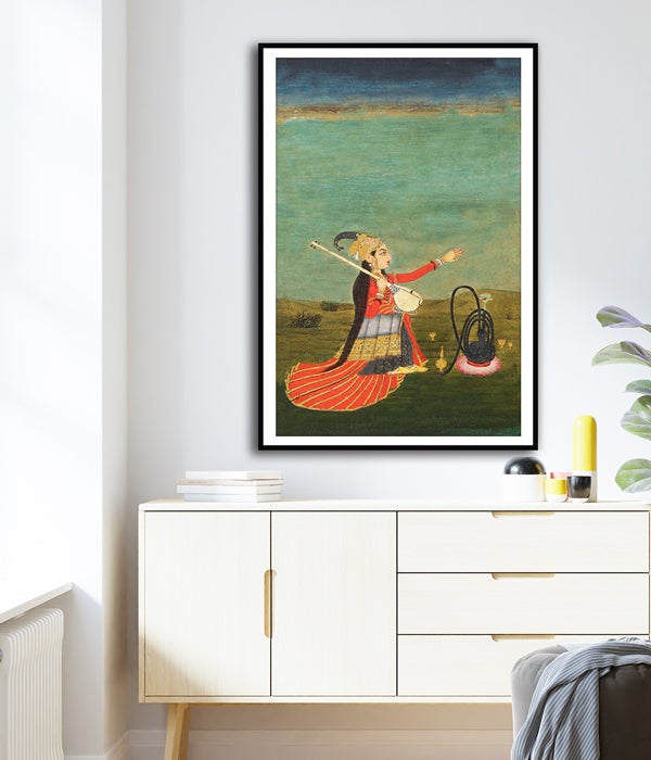 Female Performer With Tanpura Artwork Painting For Home Wall Art DŽcor