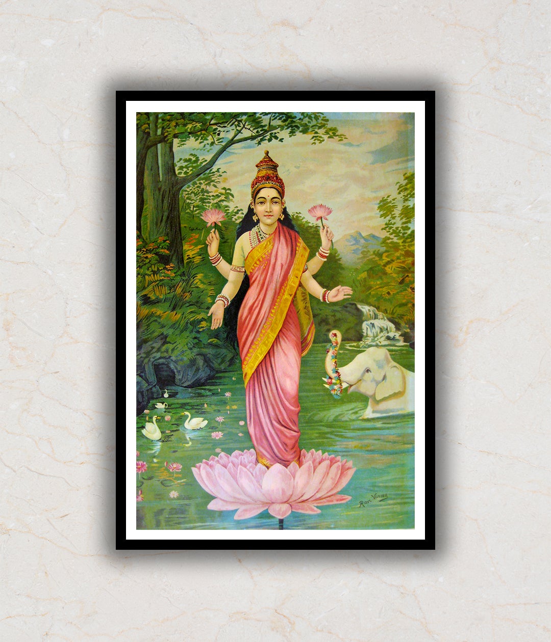 Lakshmi by Raja Ravi Varma Artwork Painting For Home Wall Art DŽcor