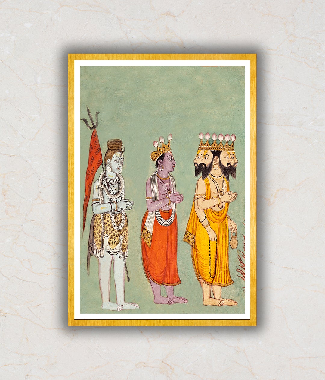 Vishnu and Brahma Adoring Kali Artwork Painting For Home Wall Art DŽcor