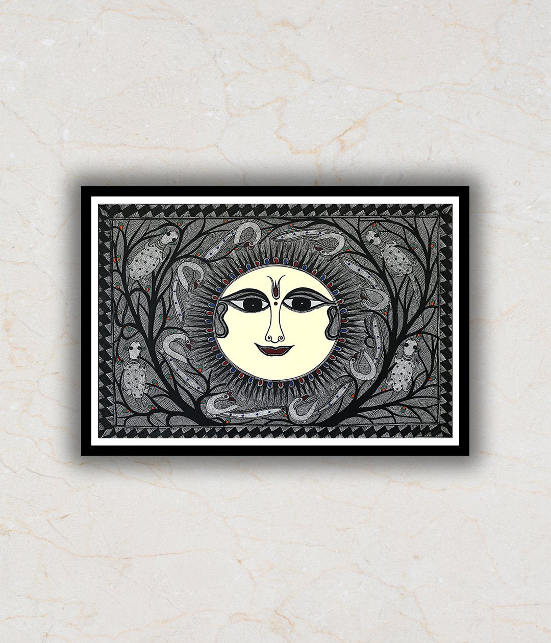 Sun God Madhubani Art Painting For Home Wall Art Decor