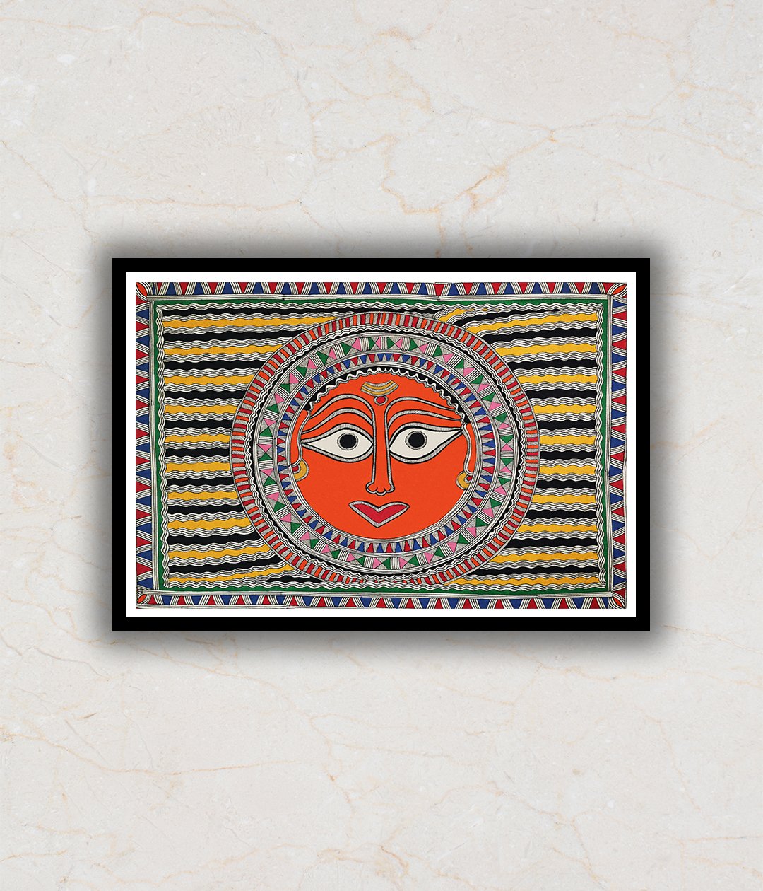 The Sun God Madhubani Art Painting For Home Wall Art Decor