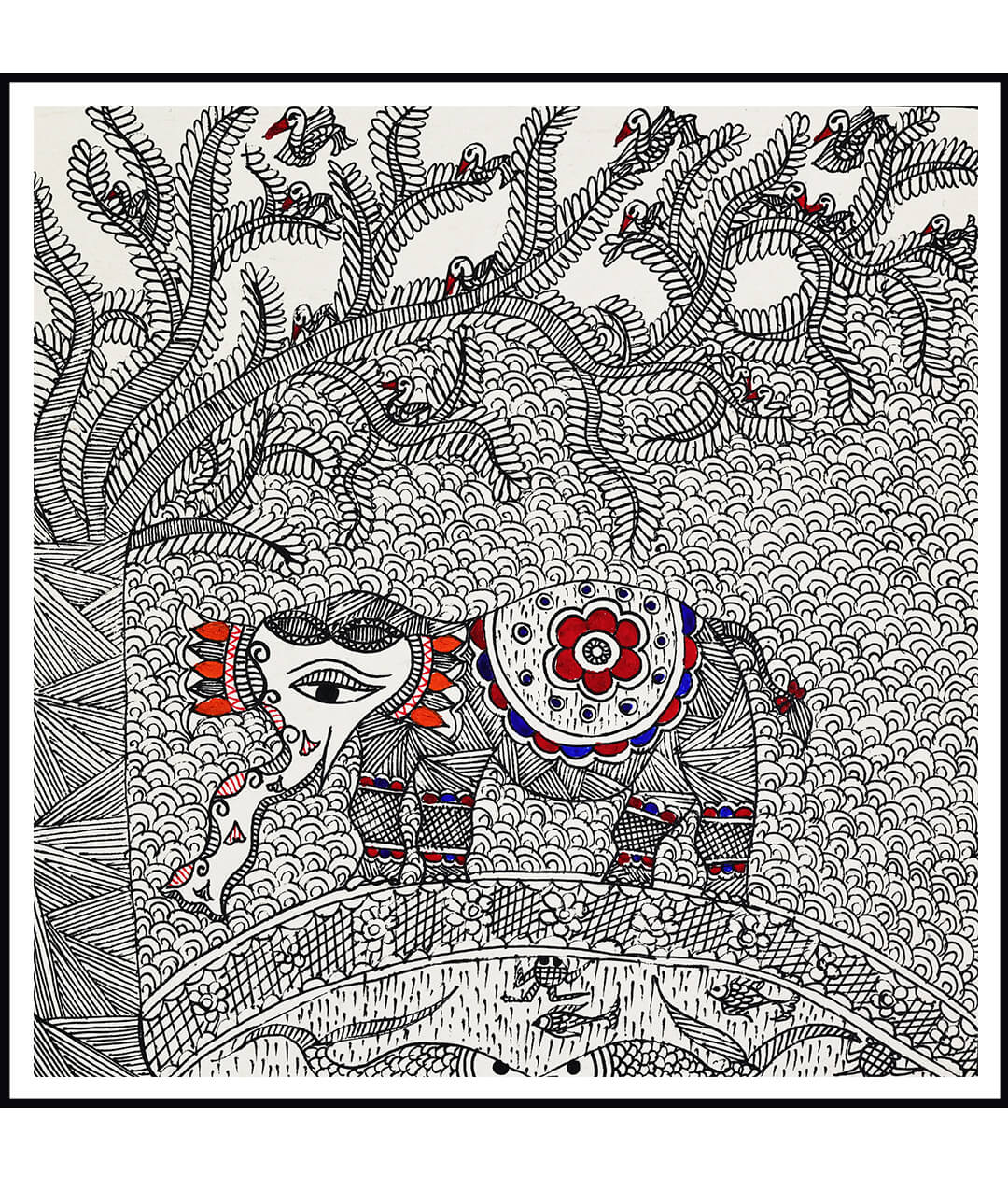 The Elephant Clan Set Of 3 Madhubani Art Paintings For Home Wall Decor