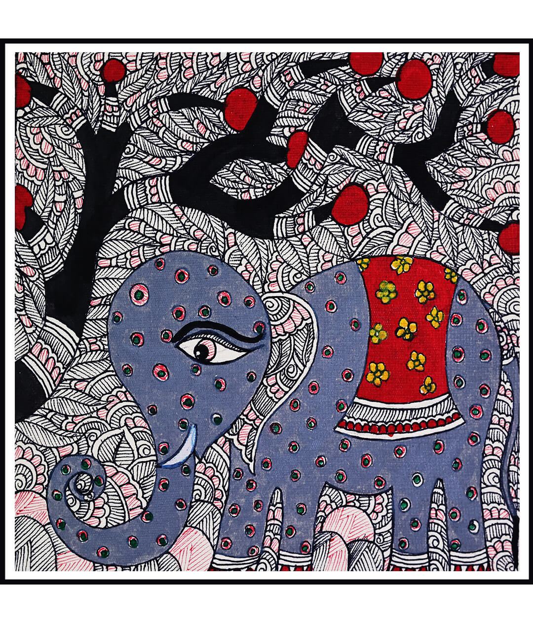 The Elephant Clan Set Of 3 Madhubani Art Paintings For Home Wall Decor