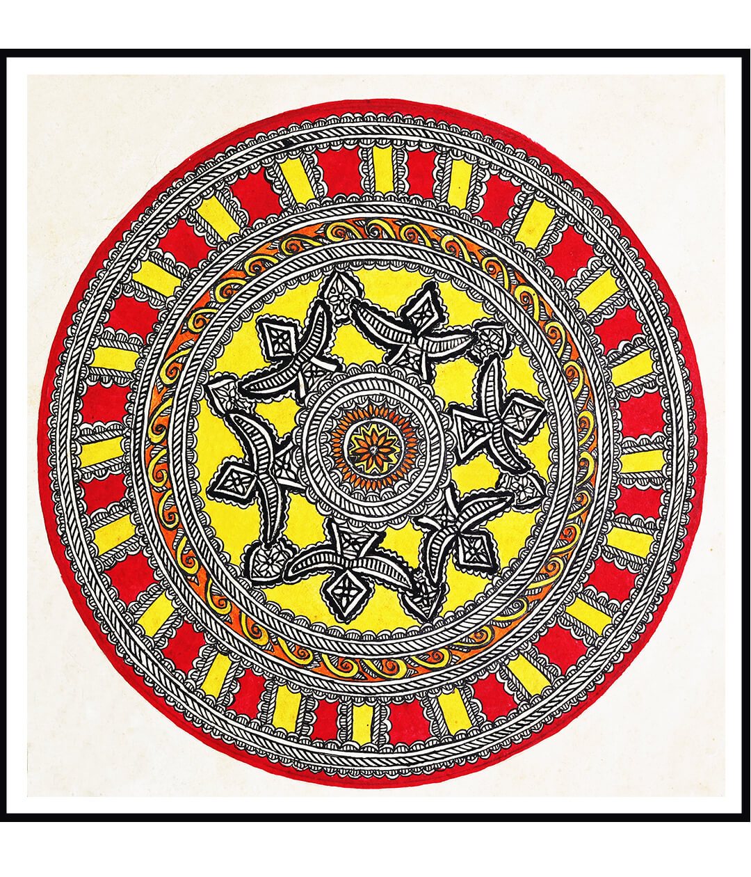Sun's Abode Set Of 3 Madhubani Art Paintings For Home Wall Decor