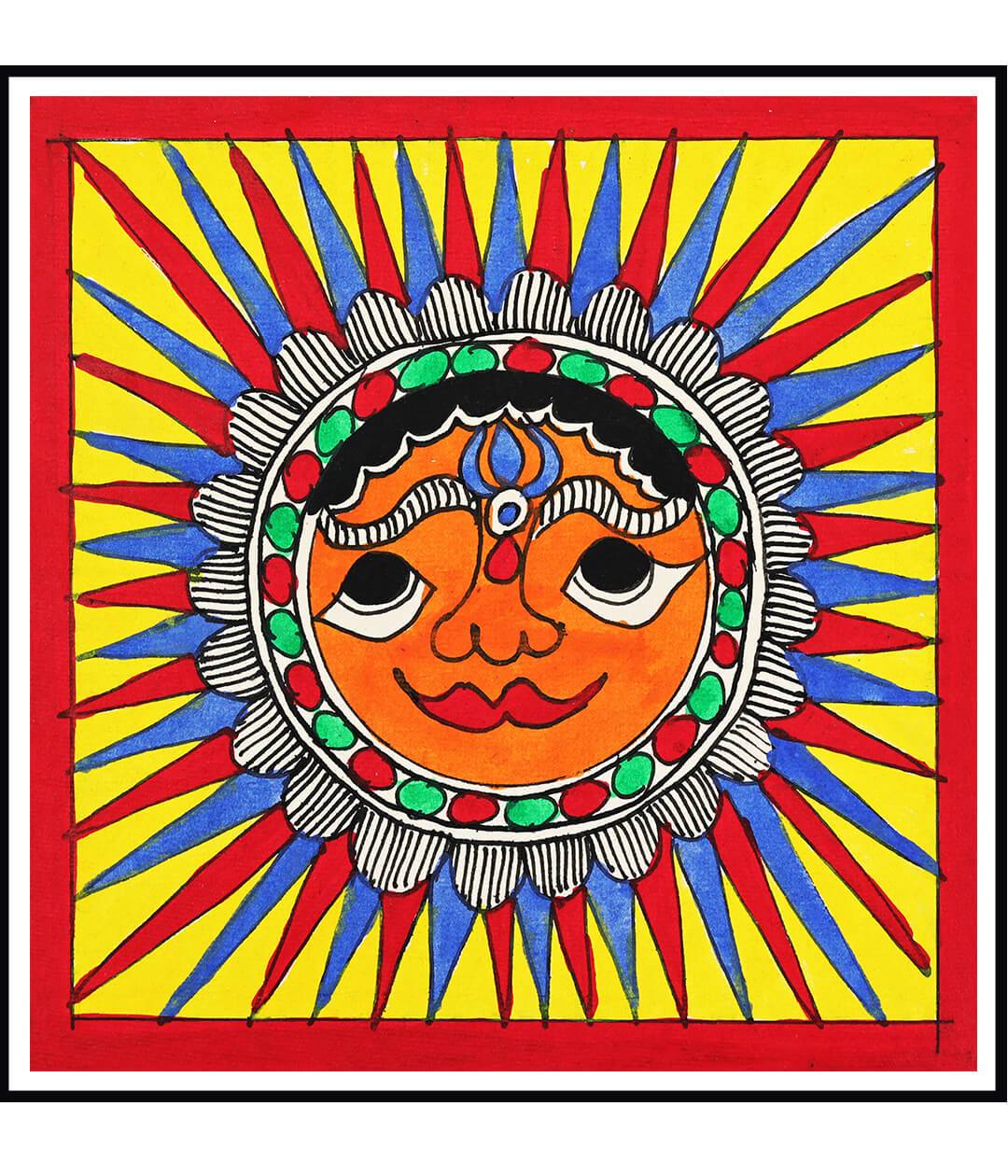Sun's Abode Set Of 3 Madhubani Art Paintings For Home Wall Decor