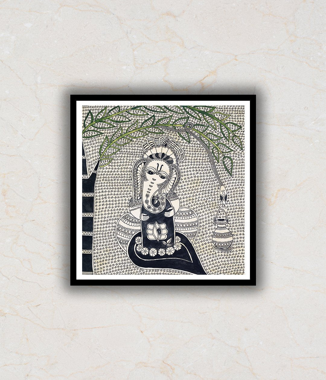 Ganesha and Shiva Embrace Set Of 3 Madhubani Art Paintings For Home Wall Decor