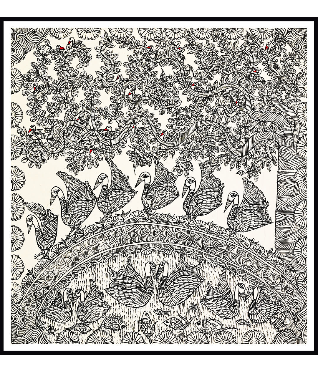 Rendezvous Set Of 3 Madhubani Art Paintings For Home Wall Decor