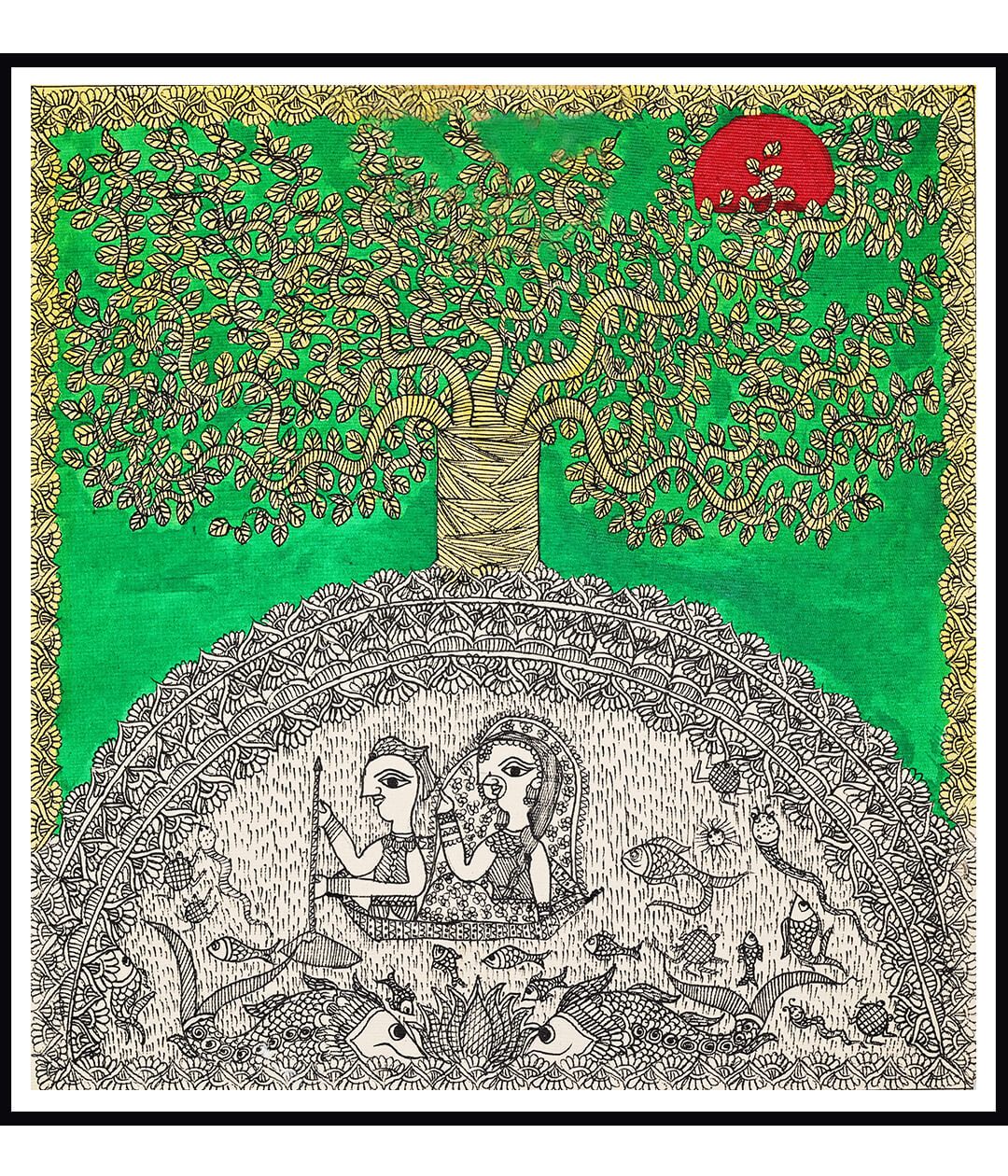 Rendezvous Set Of 3 Madhubani Art Paintings For Home Wall Decor