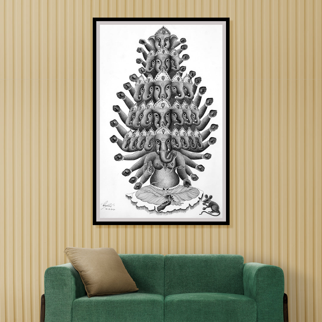 The Mighty Tusker Gond Artwork Painting For Home Wall Decor