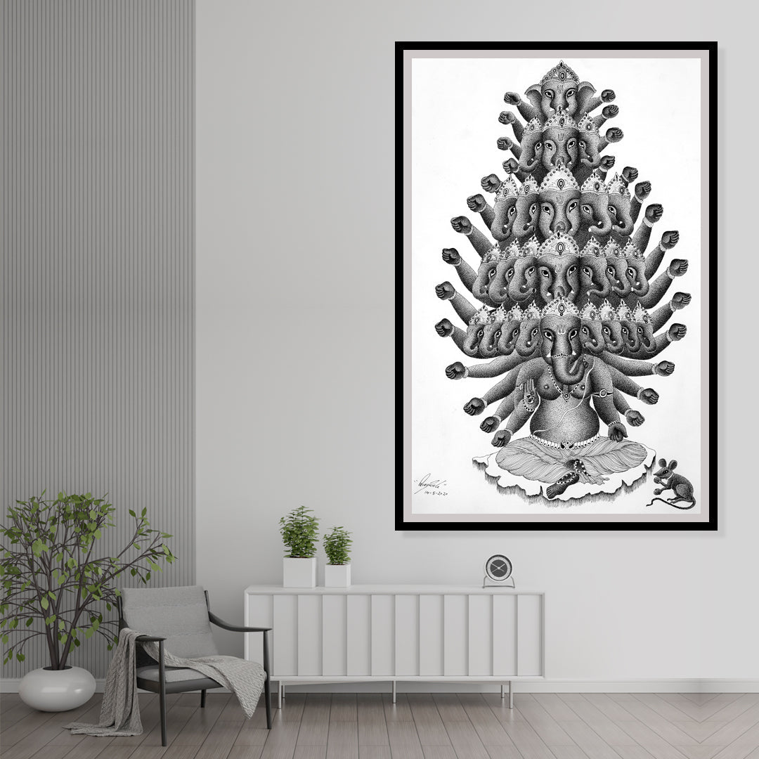 The Mighty Tusker Gond Artwork Painting For Home Wall Decor