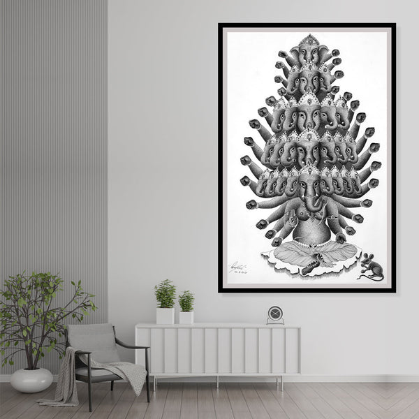 The Mighty Tusker Gond Artwork Painting For Home Wall Decor