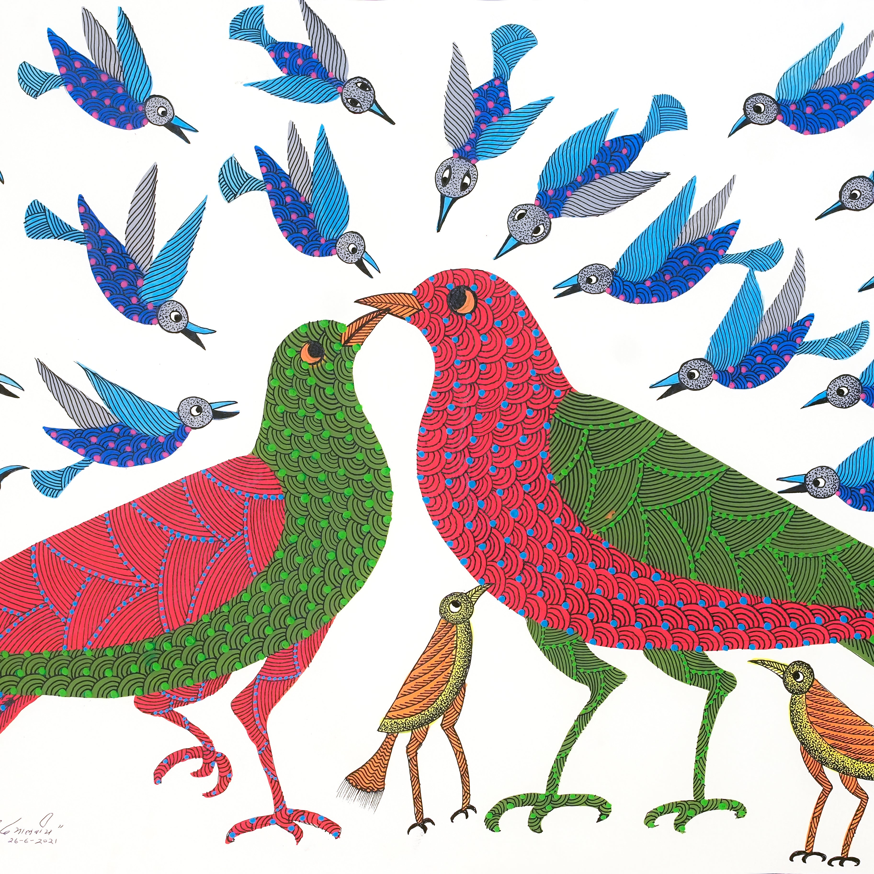 Celebration of Love Gond Artwork Painting For Home Wall Decor