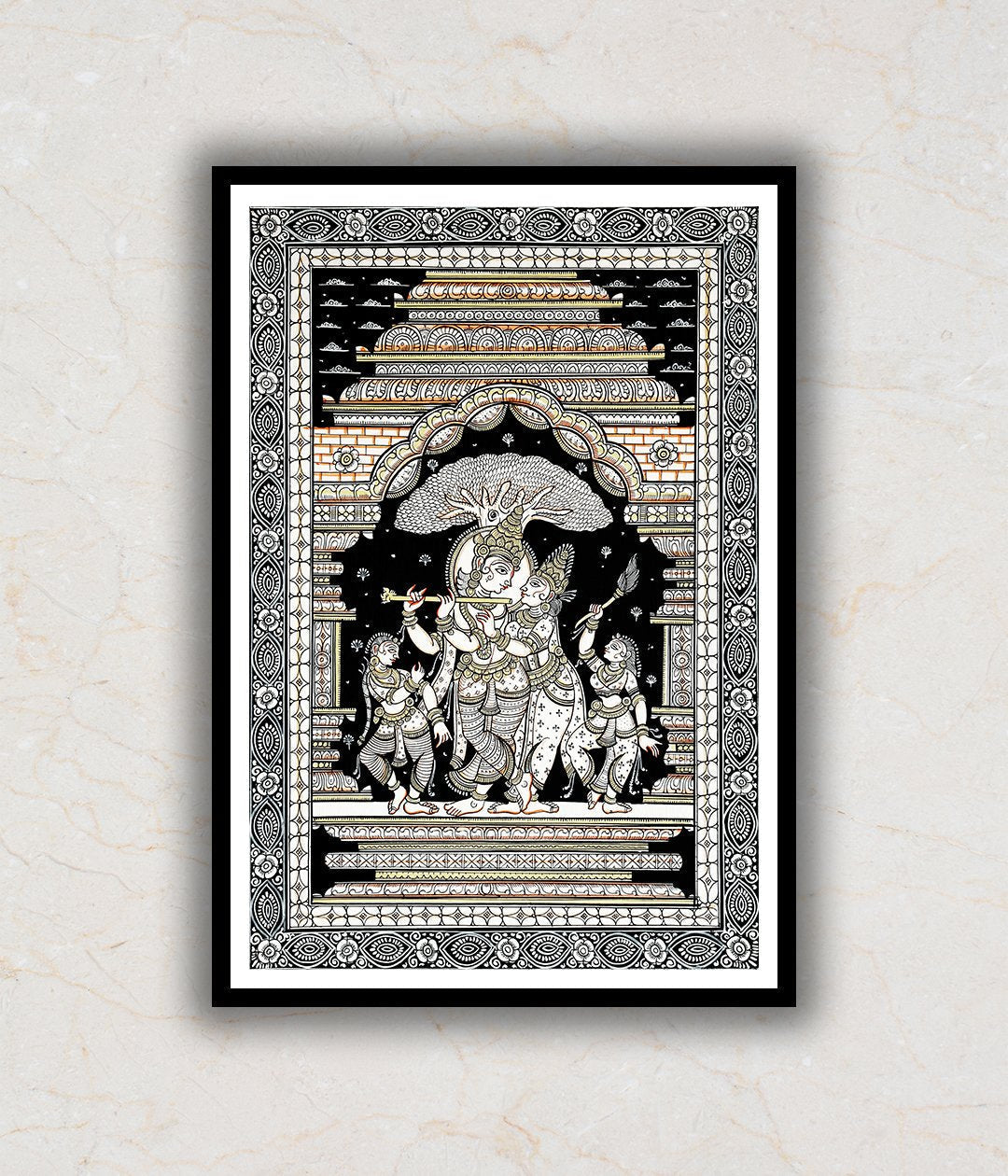Radhe-Krishna Darbar Pattachitra Art Painting For Home Wall Art Decor