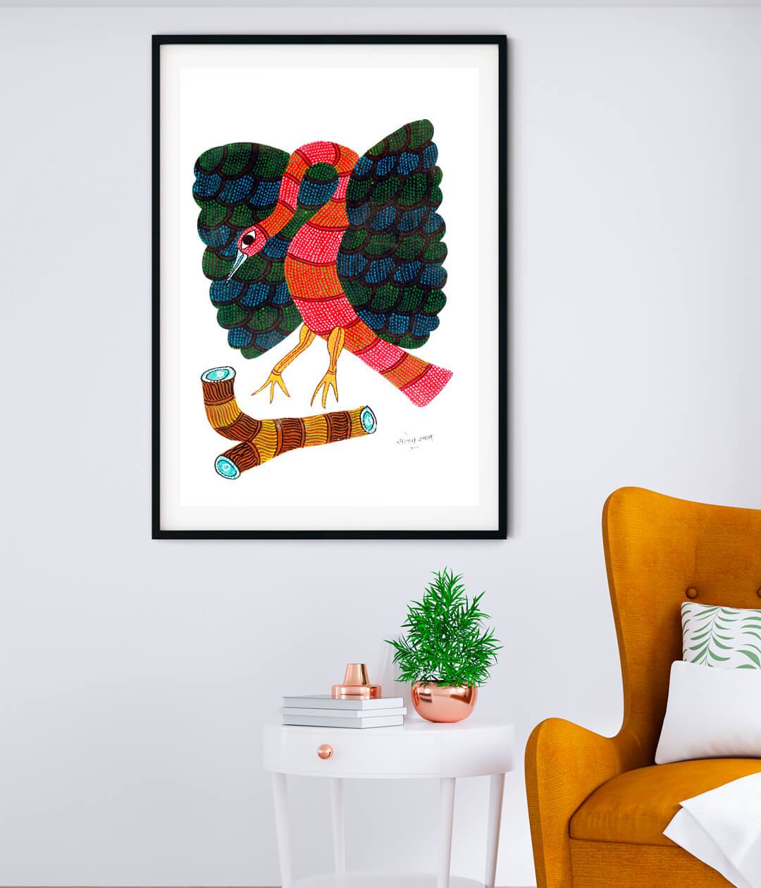 Bird Gond Art Painting For Home Wall Art Decor