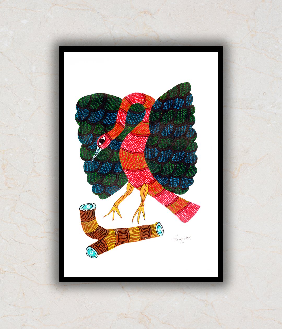 Bird Gond Art Painting For Home Wall Art Decor