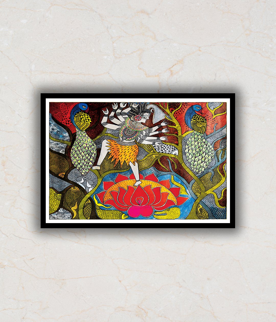 Shiva Tandav Madhubani Art Painting For Home Wall Art Decor