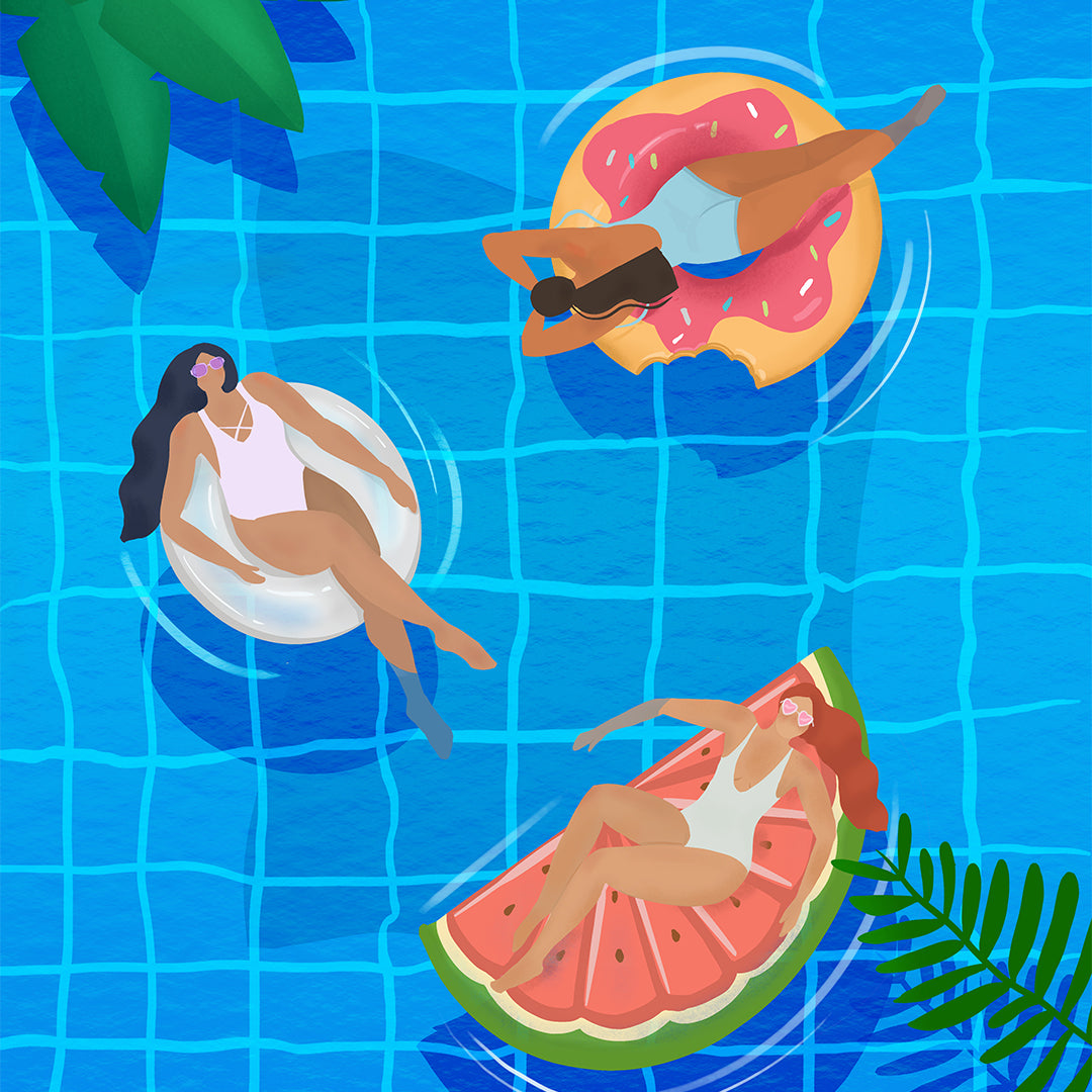 Pool Ladies Petra Lidze Painting Artwork For Home Wall Decor