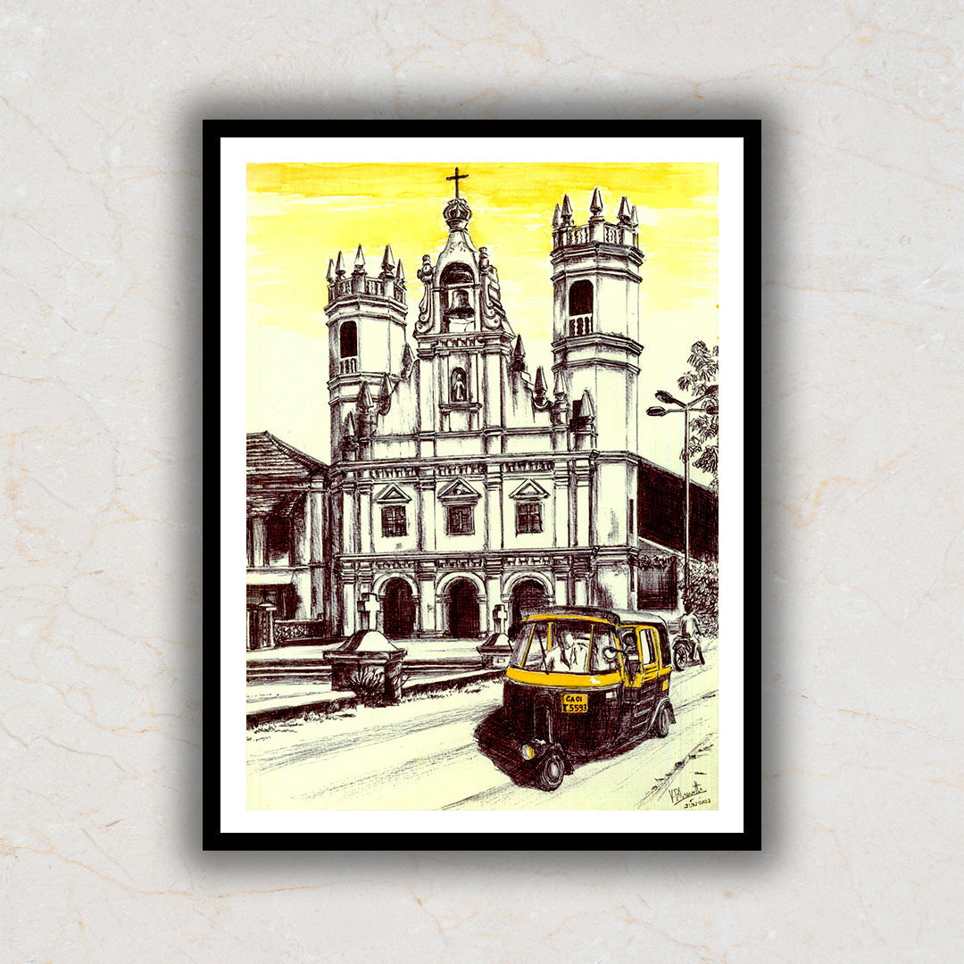 Goa Church Painting Artwork For Home Wall Decor