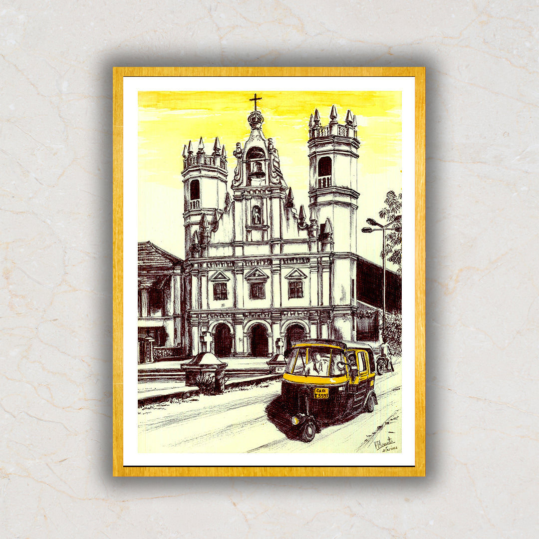 Goa Church Painting Artwork For Home Wall Decor