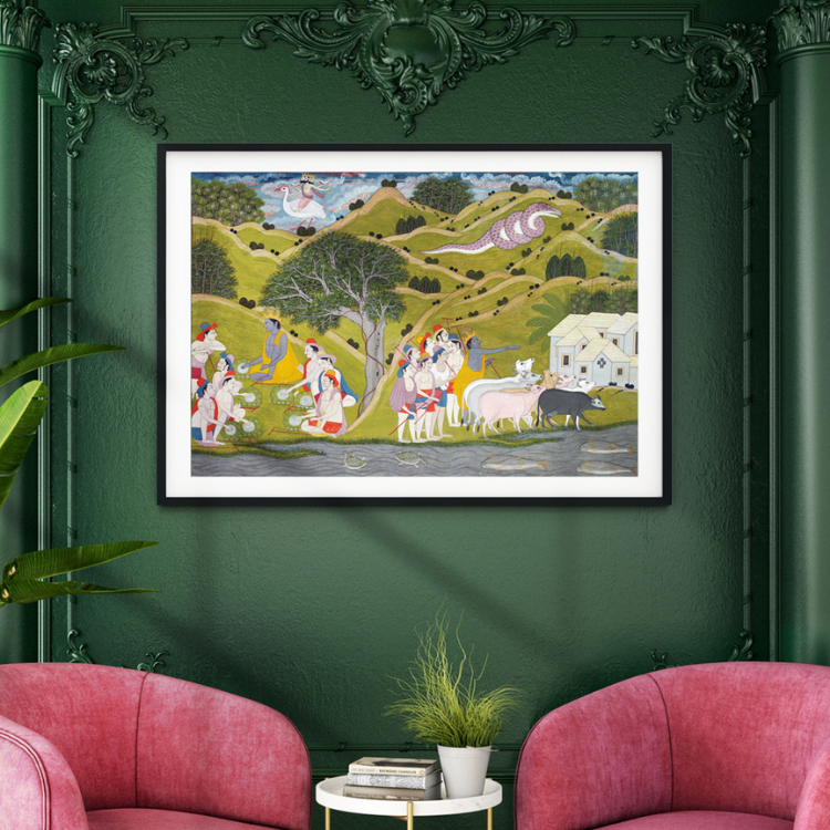 Return of Krishna: The Gwala Rajasthani Art Painting For Home Wall Art Decor