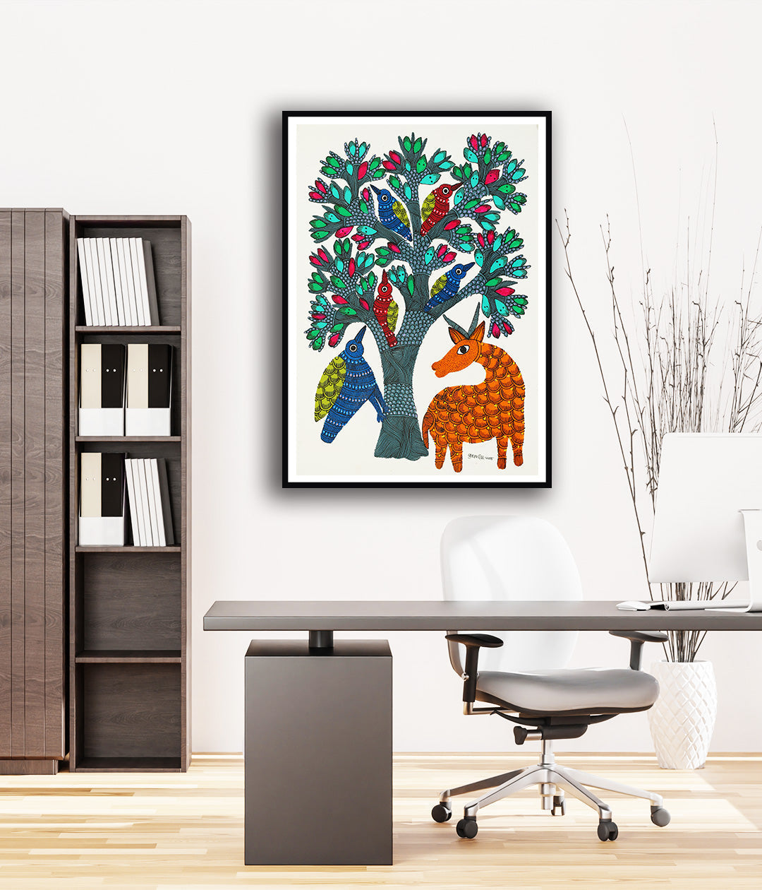 Blue Ecstasy Gond Art Painting For Home Wall Art Decor
