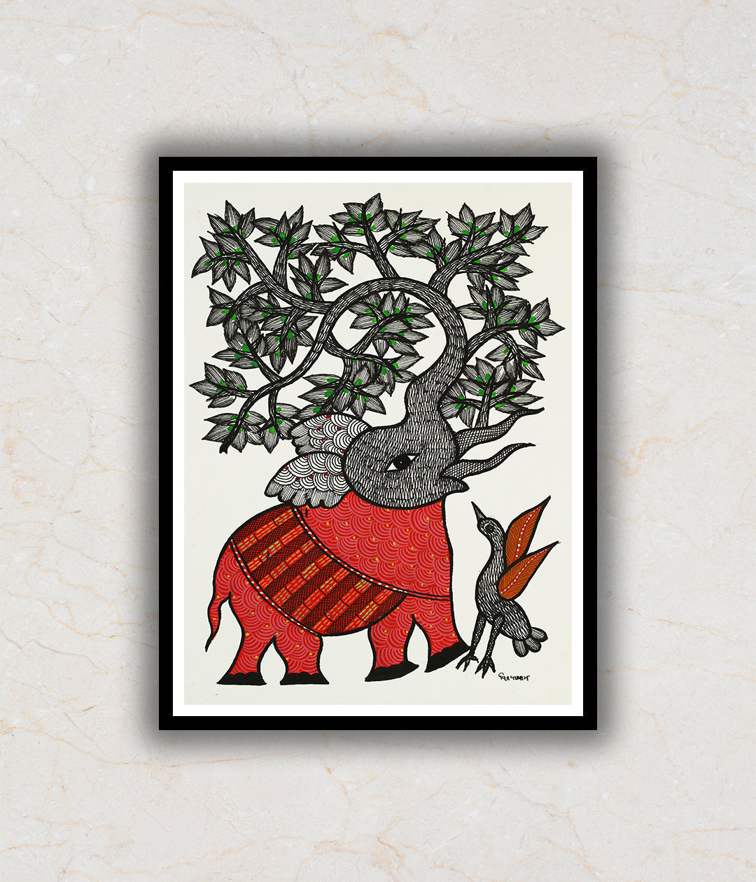 The Tusker Gond Art Painting For Home Wall Art Decor