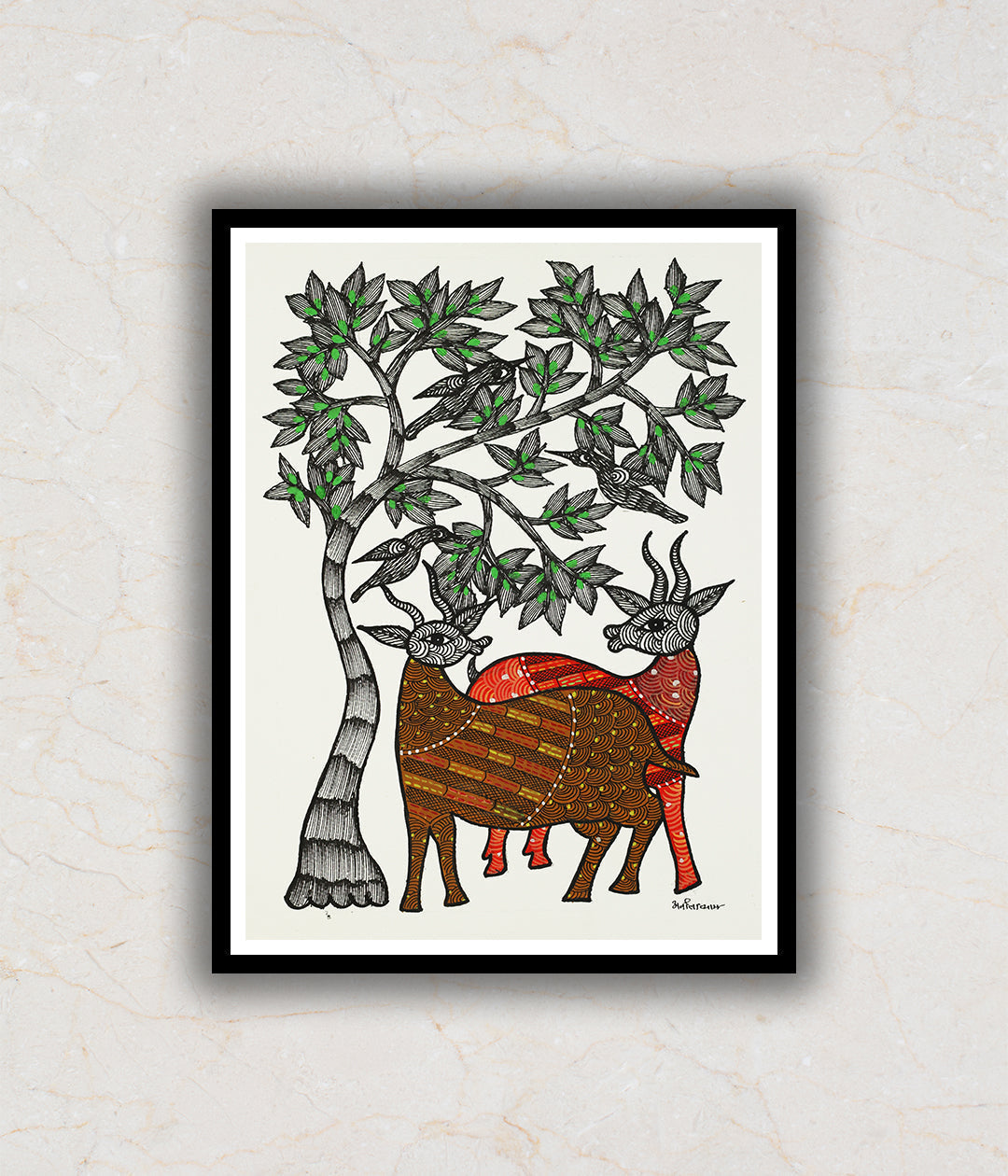 Doe Eyed Gond Art Painting For Home Wall Art Decor
